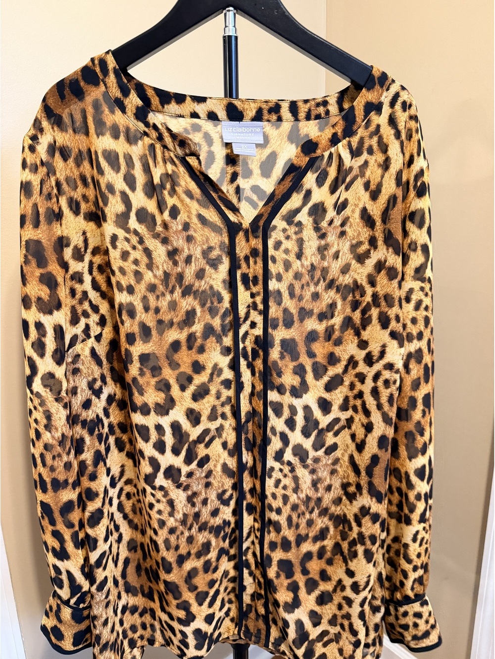 Liz Claiborne Leopard Print Sleeveless Blouse Women 2X